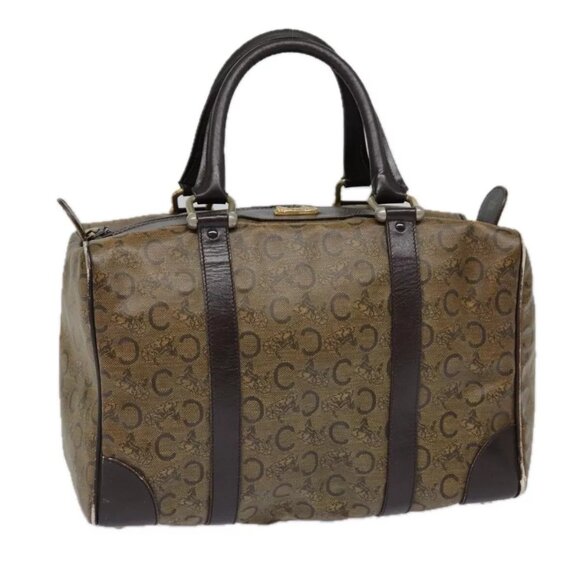 CELINE C Macadam Canvas Hand Bag Brown Gold Auth 88971 - Picture 1 of 16